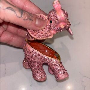 Antique Pink Elephant Trinket Box
